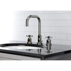 Kingston Brass Millennium Widespread Bathroom Faucet with Brass Pop-Up