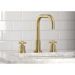 Kingston Brass Millennium Widespread Bathroom Faucet with Brass Pop-Up
