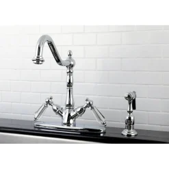 Kingston Brass Mono Deck Mount Kitchen Faucet with Brass Sprayer