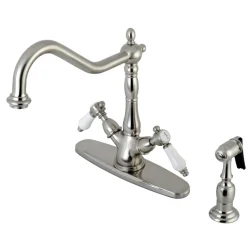 Kingston Brass Mono Deck Mount Kitchen Faucet with Brass Sprayer