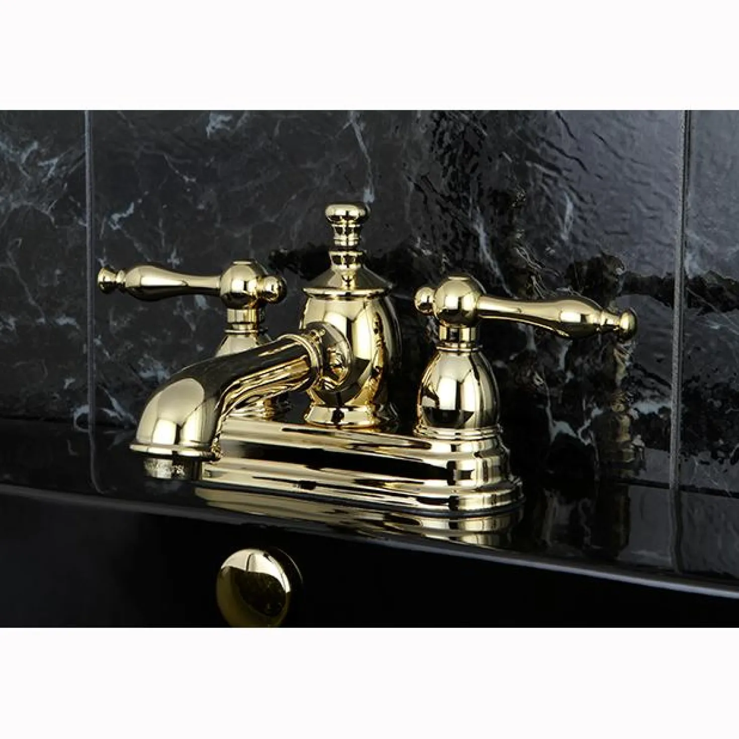 Kingston Brass Naples 4" Centerset Lavatory Faucet with Heritage Spout and Metal Lever Handle