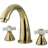 Kingston Brass Naples Roman Tub Filler with Porcelain Cross Handle