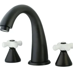 Kingston Brass Naples Roman Tub Filler with Porcelain Cross Handle
