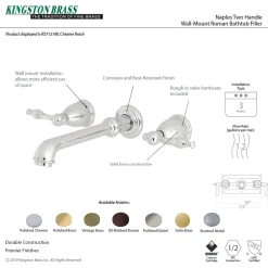 Kingston Brass Naples Two-Handle Wall Mount Bathroom Faucet