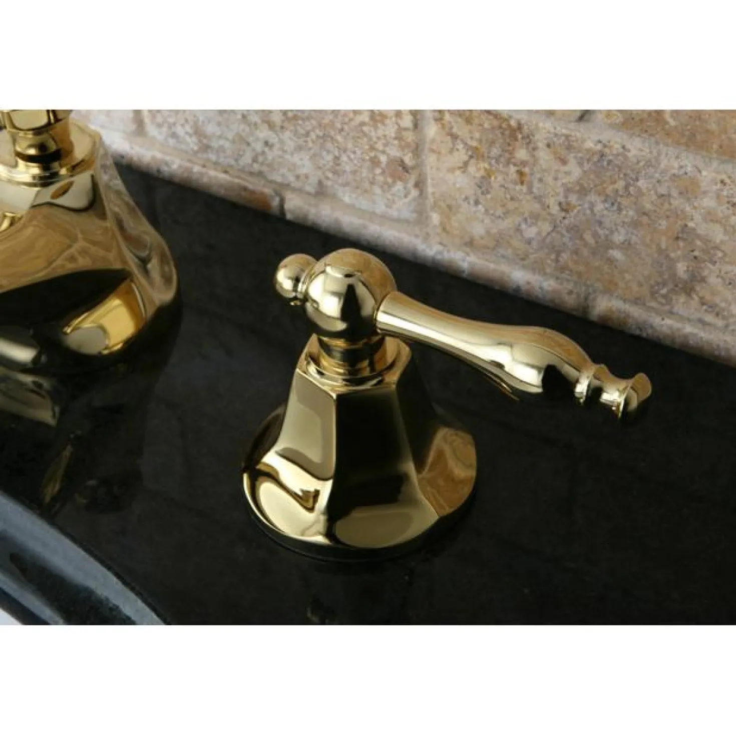 Kingston Brass Naples Two Handle Deck Mount Three Hole 8" to 16" Widespread Lavatory Faucet with Brass Pop-up