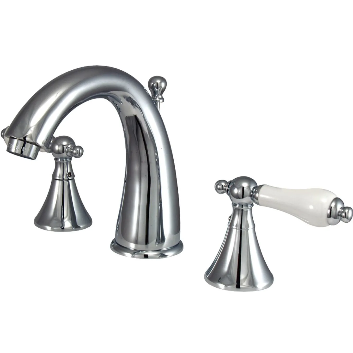 Kingston Brass Naples Two Handle Three Hole 8" to 16" Widespread Lavatory Faucet with Brass Pop-up