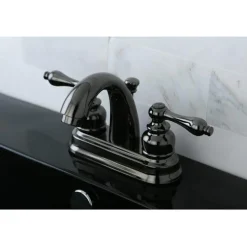 Kingston Brass NB5610AL Water Onyx 4 inch Centerset Lavatory Faucet with ABS/Brass Pop up Drain in Black Nickel
