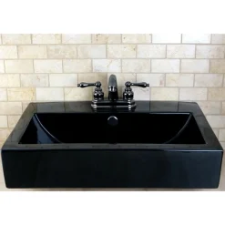 Kingston Brass NB5610AL Water Onyx 4 inch Centerset Lavatory Faucet with ABS/Brass Pop up Drain in Black Nickel