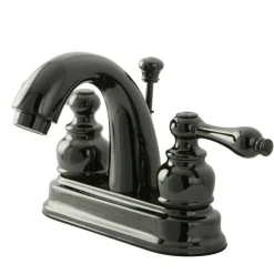 Kingston Brass NB5610AL Water Onyx 4 inch Centerset Lavatory Faucet with ABS/Brass Pop up Drain in Black Nickel