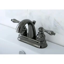 Kingston Brass NB5610AL Water Onyx 4 inch Centerset Lavatory Faucet with ABS/Brass Pop up Drain in Black Nickel