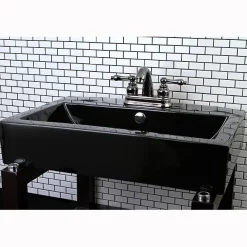 Kingston Brass NB5610AL Water Onyx 4 inch Centerset Lavatory Faucet with ABS/Brass Pop up Drain in Black Nickel