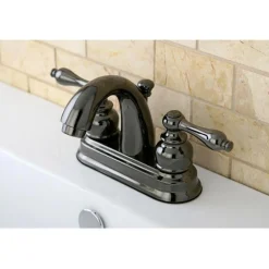 Kingston Brass NB5610AL Water Onyx 4 inch Centerset Lavatory Faucet with ABS/Brass Pop up Drain in Black Nickel