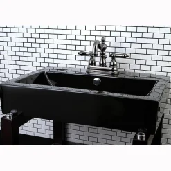 Kingston Brass NB1600AL Water Onyx 4 inch Centerset Lavatory Faucet with ABS/Brass Pop up Drain in Black Nickel