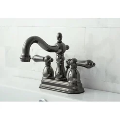 Kingston Brass NB1600AL Water Onyx 4 inch Centerset Lavatory Faucet with ABS/Brass Pop up Drain in Black Nickel