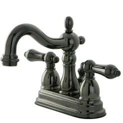 Kingston Brass NB1600AL Water Onyx 4 inch Centerset Lavatory Faucet with ABS/Brass Pop up Drain in Black Nickel