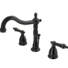 Kingston Brass NB1970AL Water Onyx Widespread Lavatory Faucet with Lever Handles and ABS/Brass Pop up Drain in Black Nickel