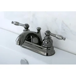 Kingston Brass NB2600KL Water Onyx 4 inch Centerset Lavatory Faucet with ABS/Brass Pop up Drain in Black Nickel