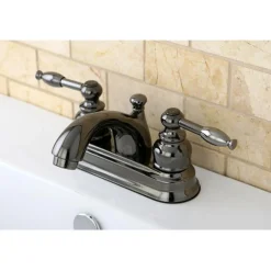 Kingston Brass NB2600KL Water Onyx 4 inch Centerset Lavatory Faucet with ABS/Brass Pop up Drain in Black Nickel