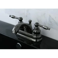 Kingston Brass NB2600KL Water Onyx 4 inch Centerset Lavatory Faucet with ABS/Brass Pop up Drain in Black Nickel