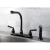 Kingston Brass NB750SP Water Onyx Two Handle Centerset Kitchen Faucet and Matching Side Sprayer in Black Nickel