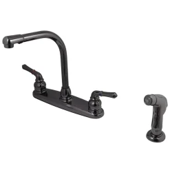 Kingston Brass NB750SP Water Onyx Two Handle Centerset Kitchen Faucet and Matching Side Sprayer in Black Nickel