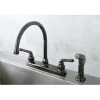 Kingston Brass NB790SP Water Onyx Two Handle Centerset Kitchen Faucet and Matching Side Sprayer in Black Nickel