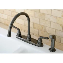 Kingston Brass NB790SP Water Onyx Two Handle Centerset Kitchen Faucet and Matching Side Sprayer in Black Nickel