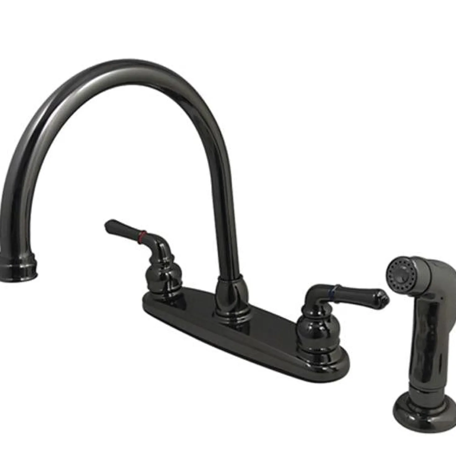 Kingston Brass NB790SP Water Onyx Two Handle Centerset Kitchen Faucet and Matching Side Sprayer in Black Nickel