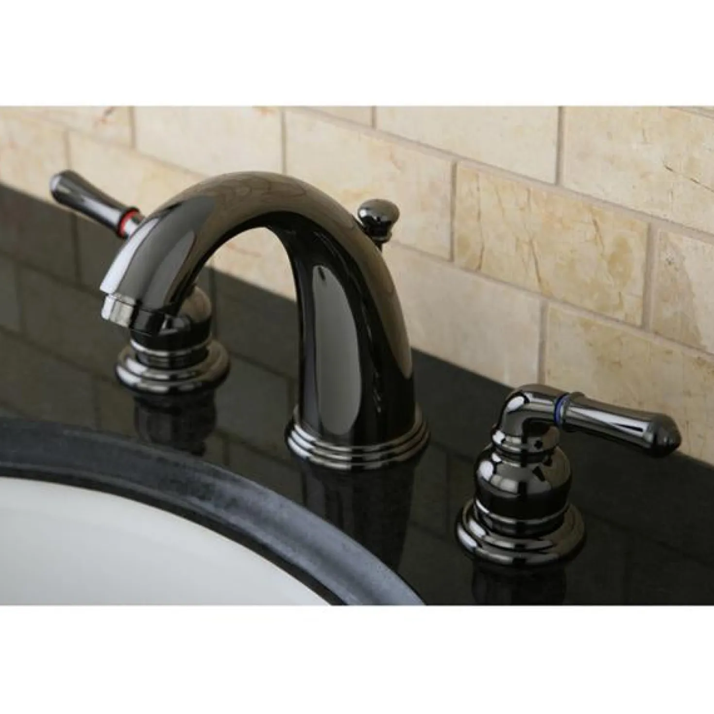 Kingston Brass NB980 Water Onyx Two Handle Widespread Lavatory Drain in Black Nickel