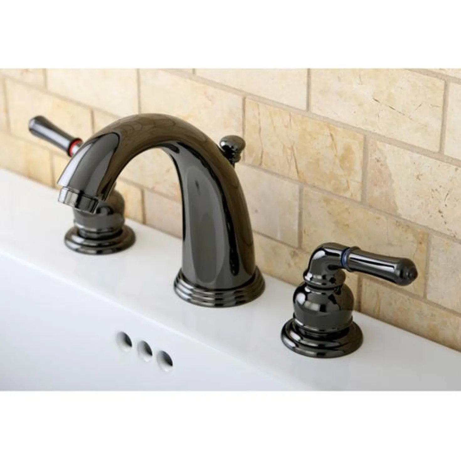 Kingston Brass NB980 Water Onyx Two Handle Widespread Lavatory Drain in Black Nickel