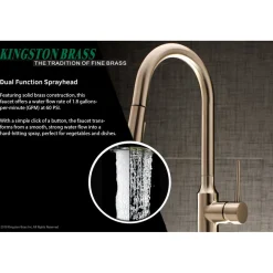Kingston Brass New York Gourmetier Deck Mount Single-Handle Pull-Down Kitchen Faucet