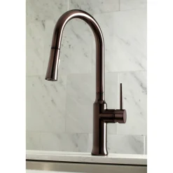 Kingston Brass New York Gourmetier Deck Mount Single-Handle Pull-Down Kitchen Faucet