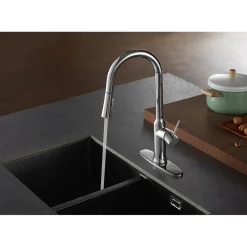 Kingston Brass New York Gourmetier Deck Mount Single-Handle Pull-Down Kitchen Faucet