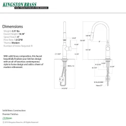 Kingston Brass New York Gourmetier Deck Mount Single-Handle Pull-Down Kitchen Faucet
