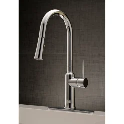 Kingston Brass New York Gourmetier Deck Mount Single-Handle Pull-Down Kitchen Faucet