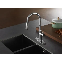 Kingston Brass New York Gourmetier Deck Mount Single-Handle Pull-Down Kitchen Faucet