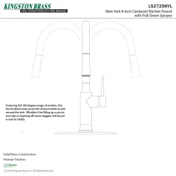 Kingston Brass New York Gourmetier Deck Mount Single-Handle Pull-Down Kitchen Faucet
