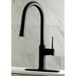 Kingston Brass New York Gourmetier Deck Mount Single-Handle Pull-Down Kitchen Faucet