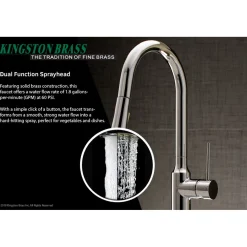 Kingston Brass New York Gourmetier Deck Mount Single-Handle Pull-Down Kitchen Faucet