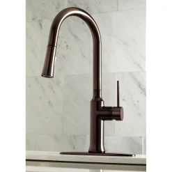 Kingston Brass New York Gourmetier Deck Mount Single-Handle Pull-Down Kitchen Faucet