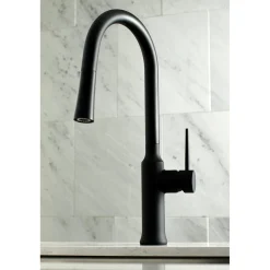 Kingston Brass New York Gourmetier Deck Mount Single-Handle Pull-Down Kitchen Faucet