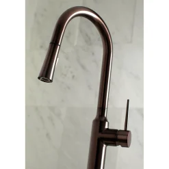 Kingston Brass New York Gourmetier Deck Mount Single-Handle Pull-Down Kitchen Faucet