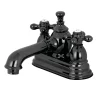 Kingston Brass NS7010AX Water Onyx 4-Inch Centerset Bathroom Faucet with Brass Pop-Up in Bright Black Stainless Steel