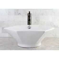 Kingston Brass NS8410DKL Water Onyx Single Handle Vessel Sink Faucet with Anti-Slide Handle Sleeve Less Pop up and Plate in Black Nickel