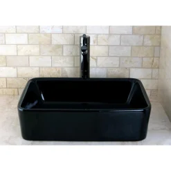 Kingston Brass NS8410DKL Water Onyx Single Handle Vessel Sink Faucet with Anti-Slide Handle Sleeve Less Pop up and Plate in Black Nickel