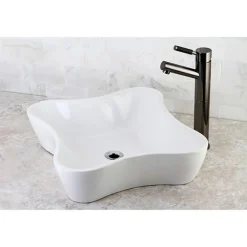 Kingston Brass NS8410DKL Water Onyx Single Handle Vessel Sink Faucet with Anti-Slide Handle Sleeve Less Pop up and Plate in Black Nickel
