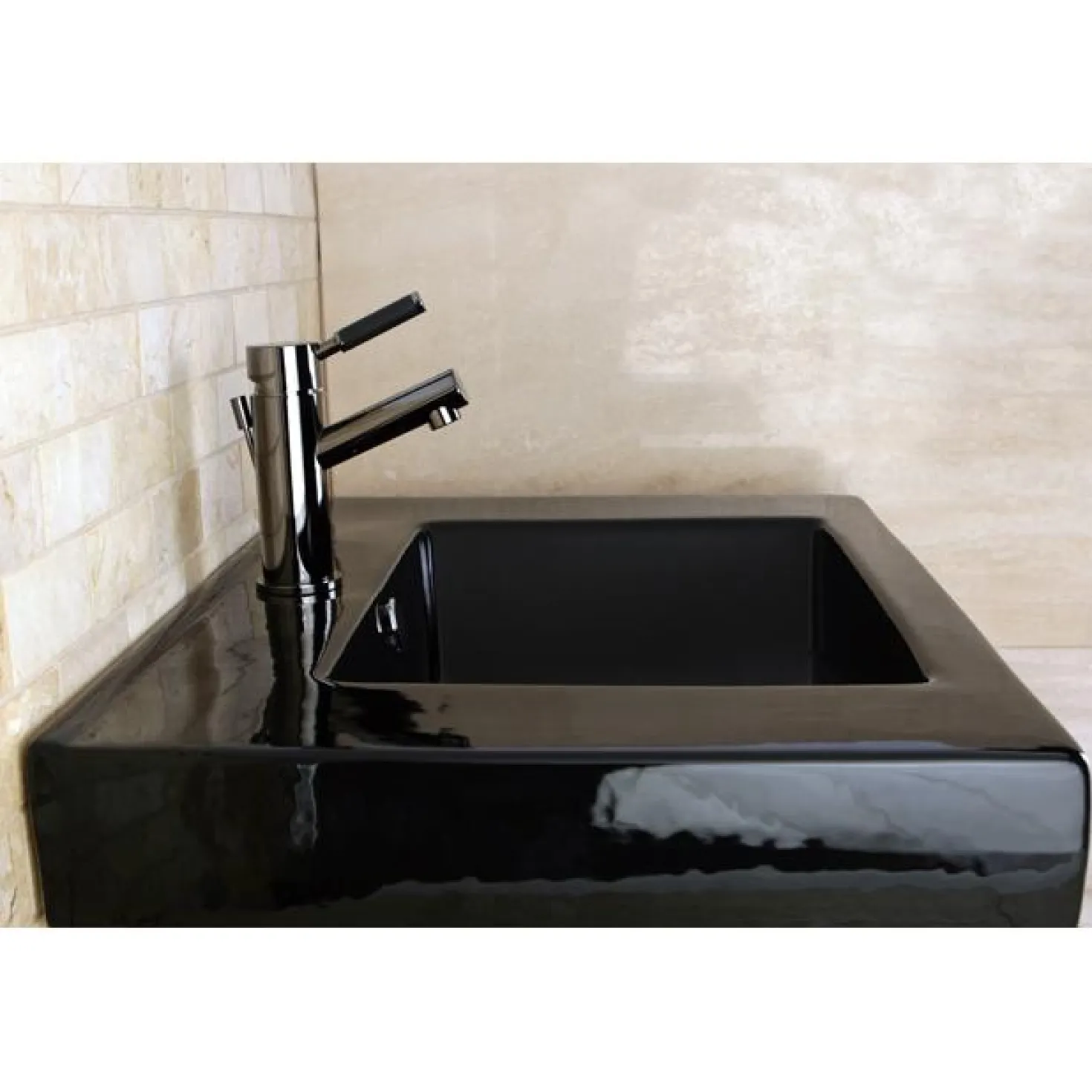 Kingston Brass NS8420DKL Water Onyx Single Handle Lavatory Faucet with Anti-Slide Handle Sleeve and Brass Pop up Drain in Black Nickel