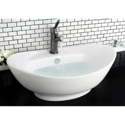 Kingston Brass NS8420DKL Water Onyx Single Handle Lavatory Faucet with Anti-Slide Handle Sleeve and Brass Pop up Drain in Black Nickel