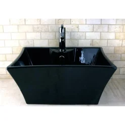 Kingston Brass NS8420DKL Water Onyx Single Handle Lavatory Faucet with Anti-Slide Handle Sleeve and Brass Pop up Drain in Black Nickel