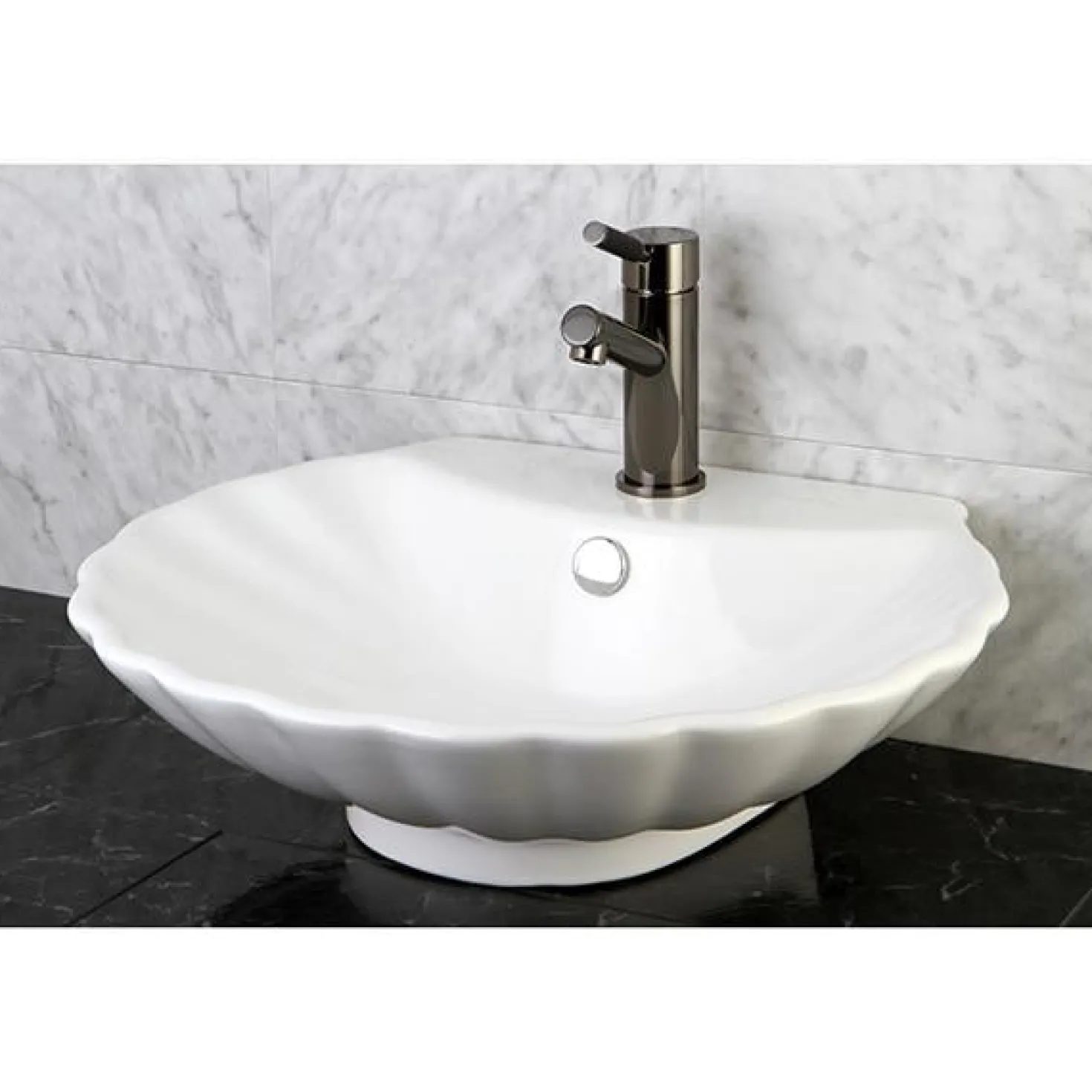 Kingston Brass NS8420DKL Water Onyx Single Handle Lavatory Faucet with Anti-Slide Handle Sleeve and Brass Pop up Drain in Black Nickel